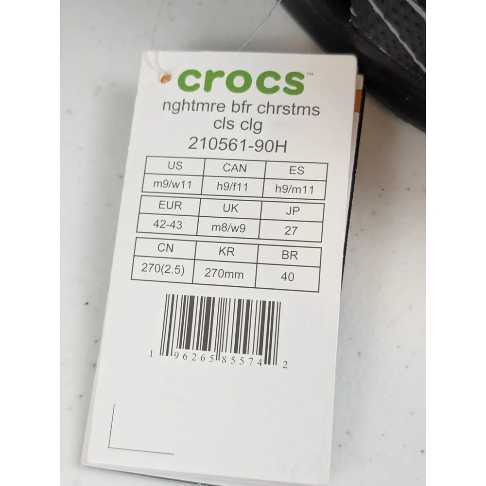 Crocs Nightmare Before Christmas Jack Skellington Clogs Men's 9 Women's 11 New